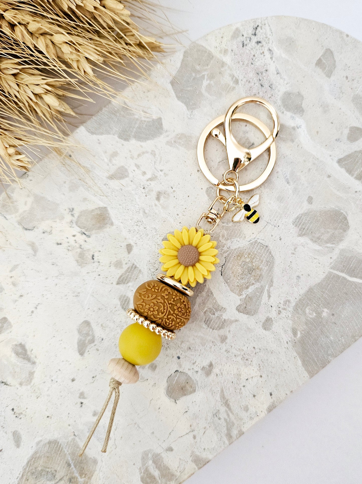 KEYRING- SUNFLOWER AND BEE