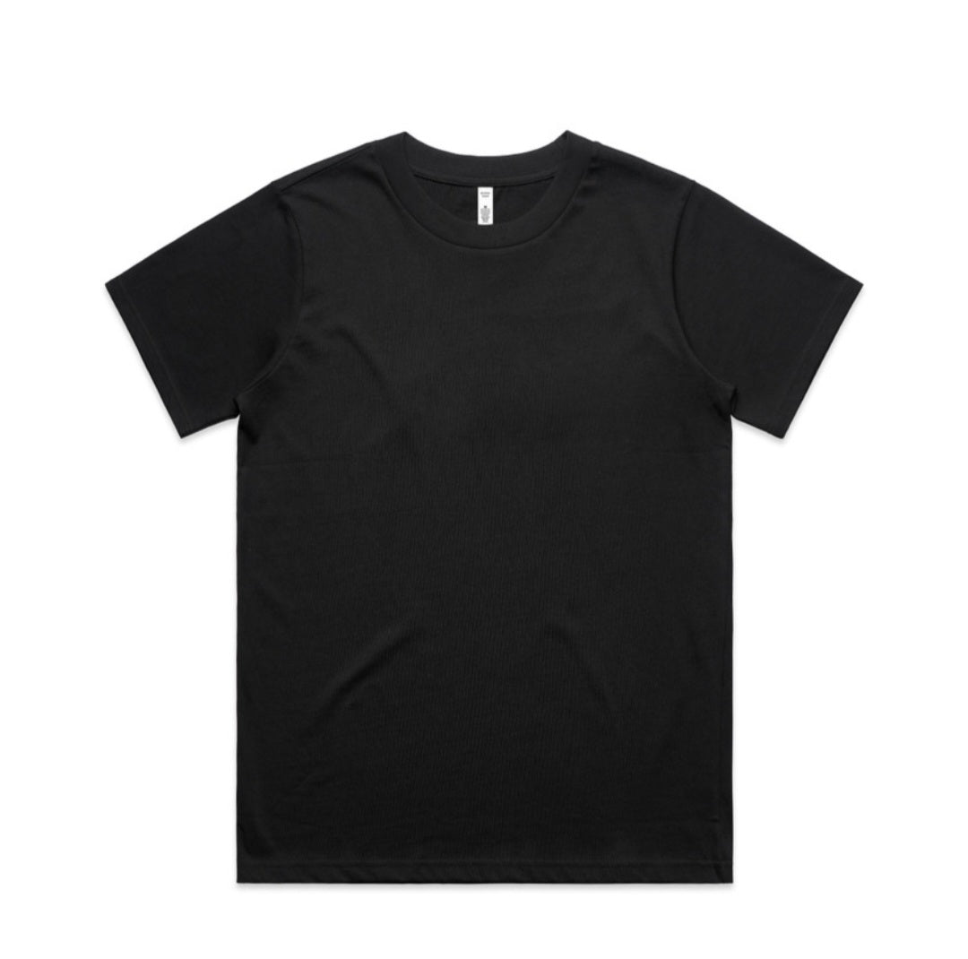 AS COLOURS- WO'S CLASSIC TEE/ FRONT AND BACK LOGO DESIGN, BULK BUY 10 TEE'S