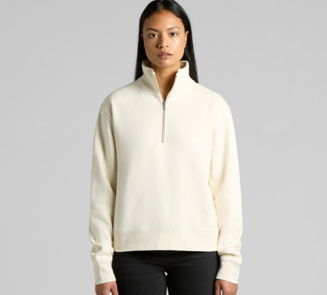 AS COLOURS- HALF ZIP, WITH LOGO DESIGN, SINGLE JUMPER