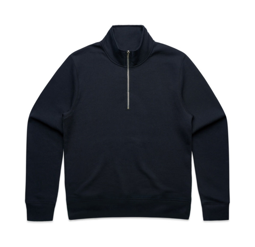 AS COLOURS- HALF ZIP, WITH LOGO DESIGN, SINGLE JUMPER