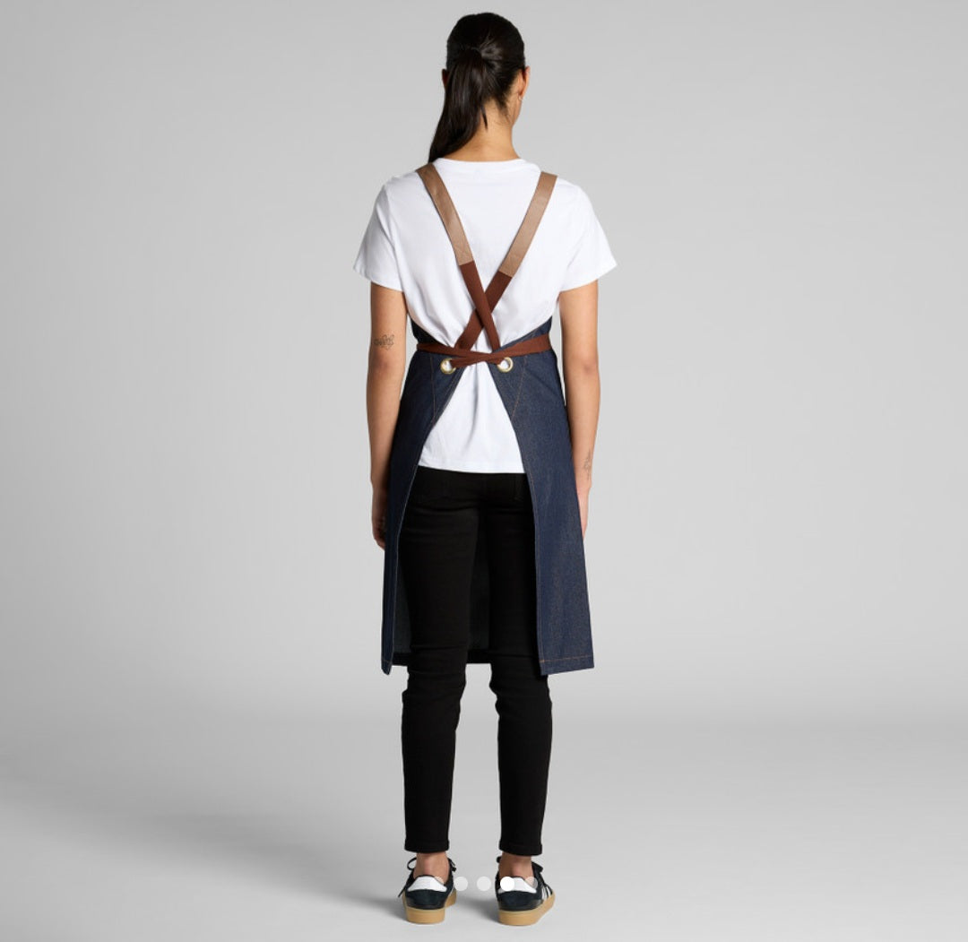 AS COLOURS- DENIM APRON, WITH LOGO DESIGN/ QUANTITY OF 10