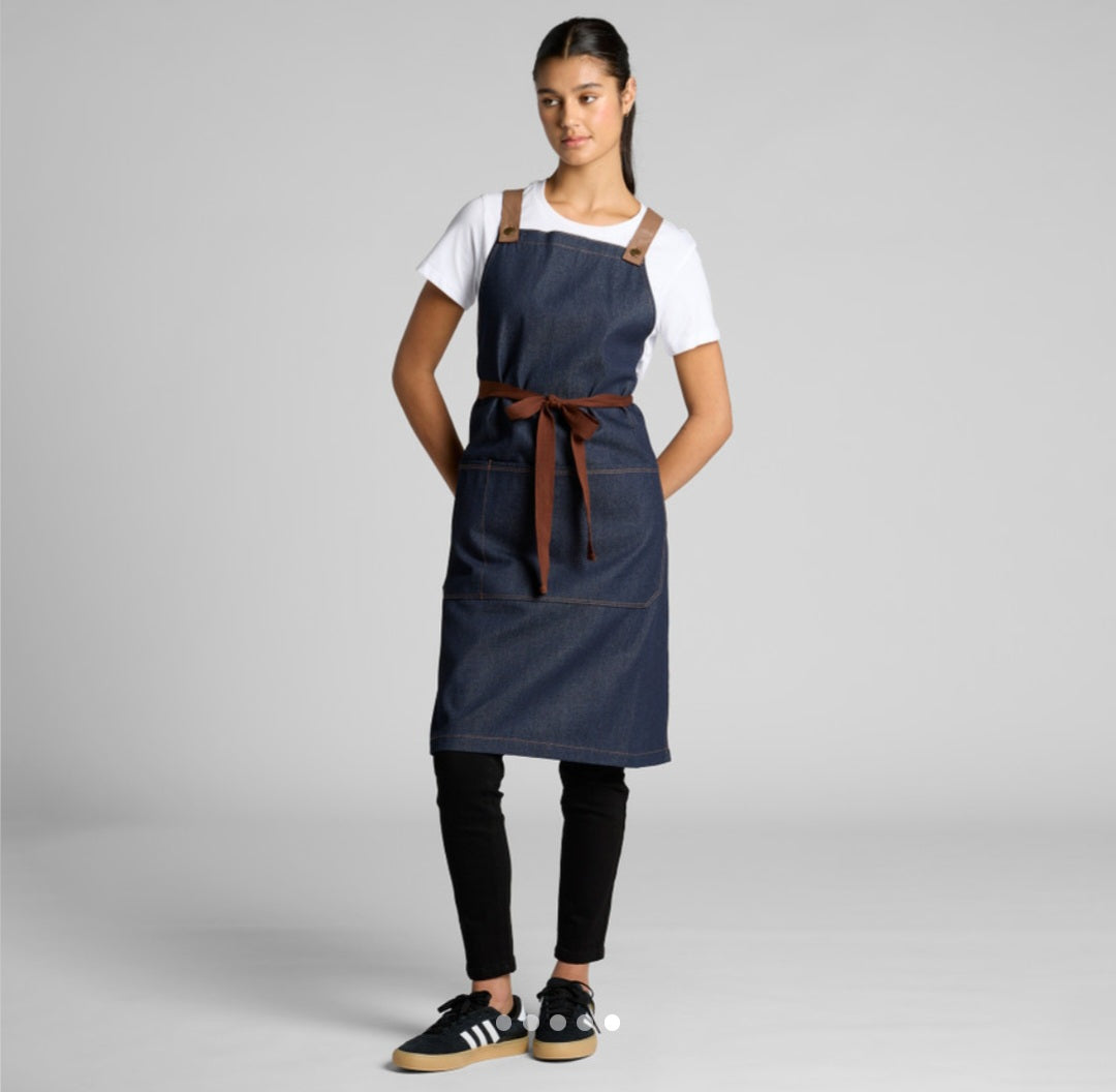 AS COLOURS- DENIM APRON, WITH LOGO DESIGN/ QUANTITY OF 10