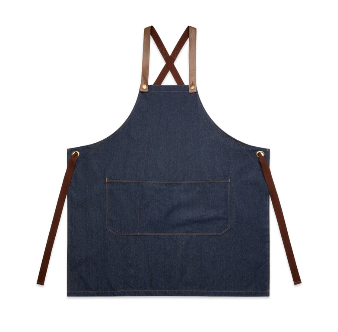 AS COLOURS- DENIM APRON, WITH LOGO DESIGN/ QUANTITY OF 10