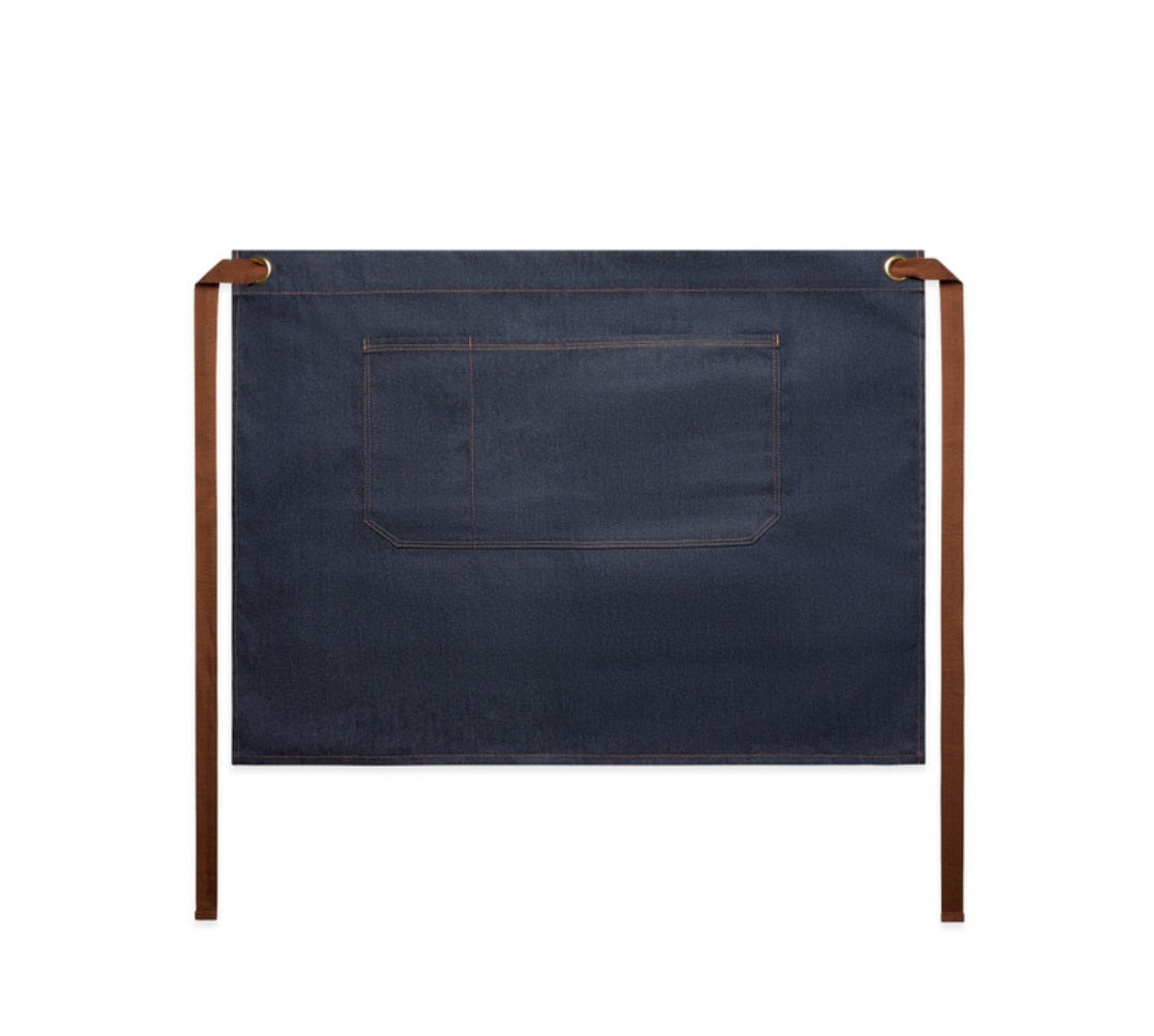 AS COLOURS- DENIM APRON 1/2, WITH LOGO/ QUANTITY OF 5