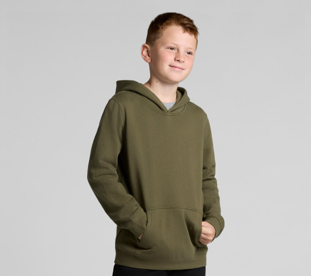 AS COLOURS- KIDS SUPPLY HOOD & LOGO DESIGN/ QTY OF 5