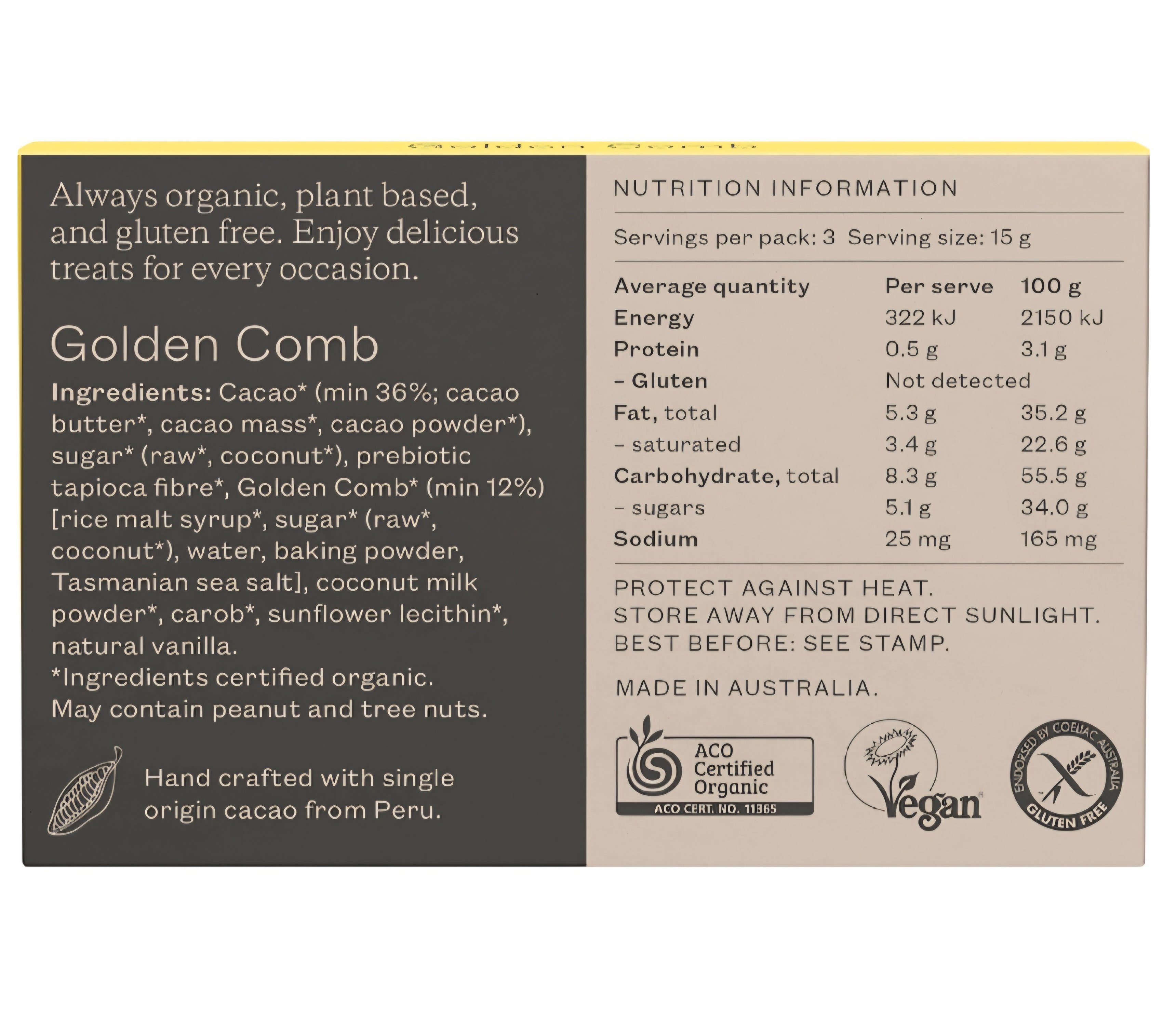 PANA ORGANIC - GOLDEN COMB CHOCOLATE