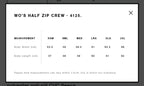 WOMENS HALF ZIP CREW- AS COLOURS