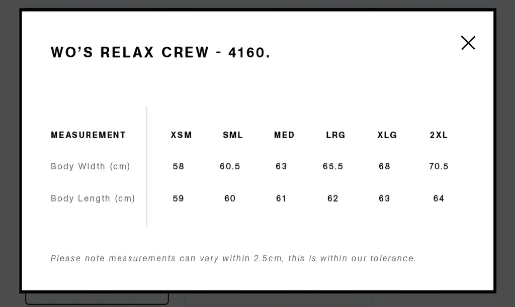WOMENS RELAXED CREW- AS COLOURS