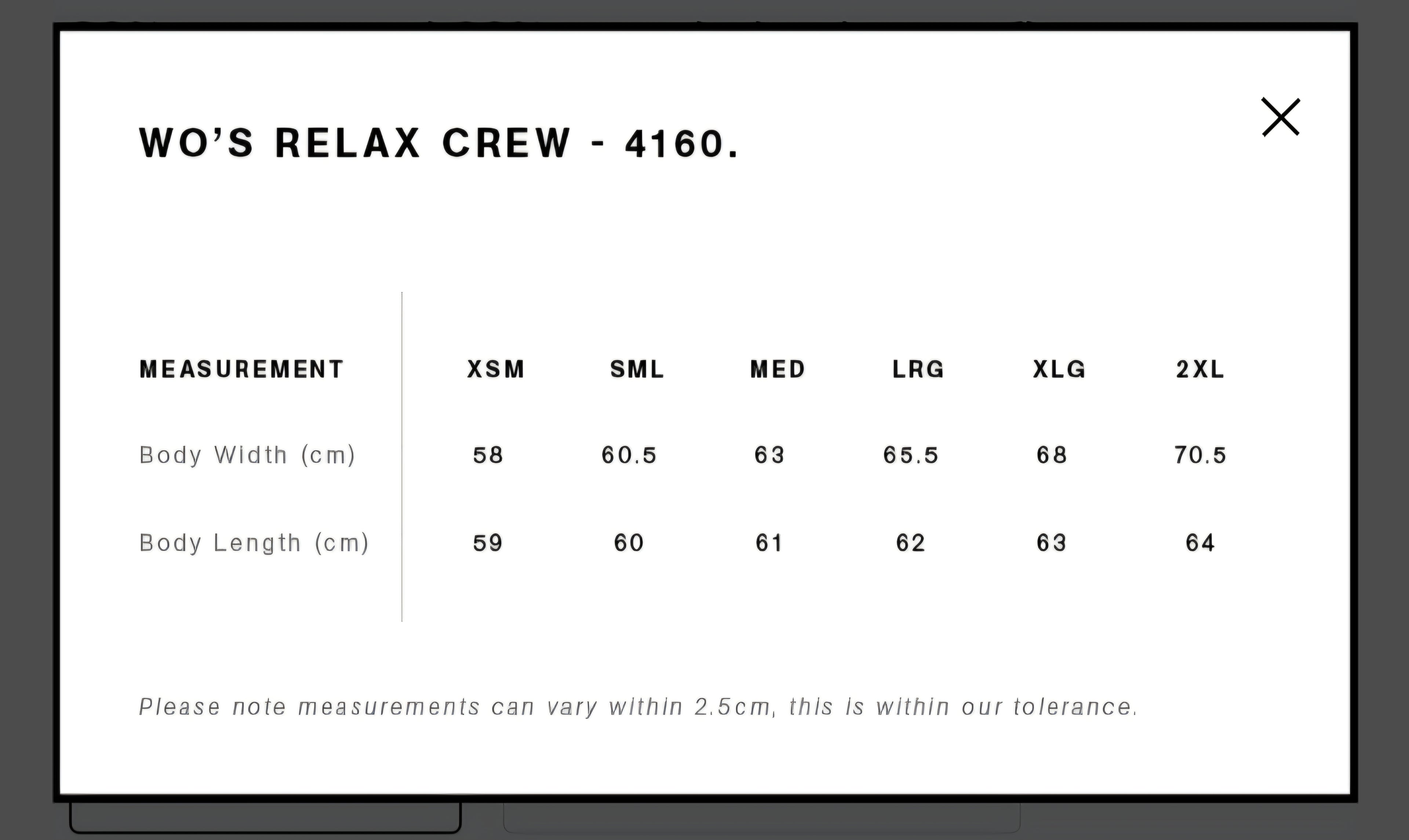 WOMENS RELAXED CREW- AS COLOURS