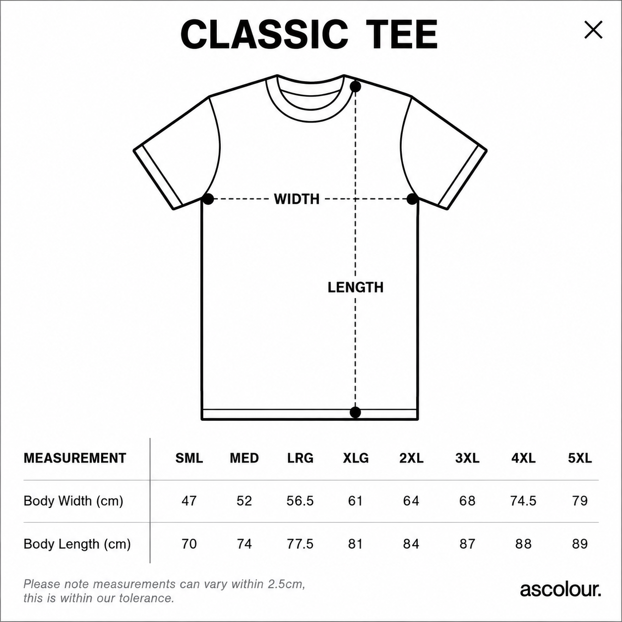 MENS CLASSIC TEE- AS COLOURS