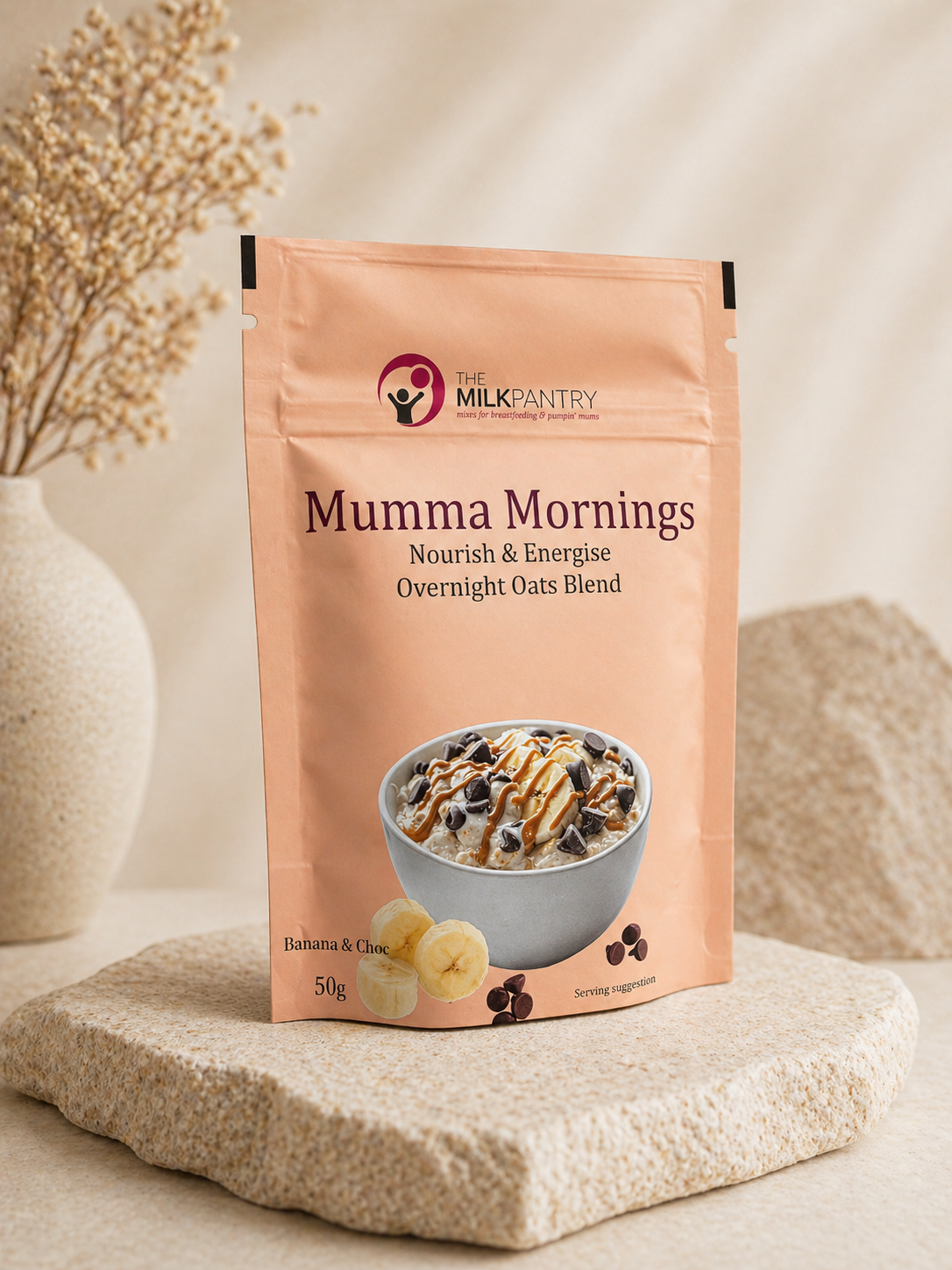 OVERNIGHT OATS- CHOC BANANA 50g- THE MILK PANTRY