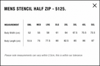 MENS STENCIL HALF ZIP- AS COLOURS