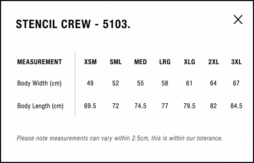 MENS STENCIL CREW- AS COLOURS